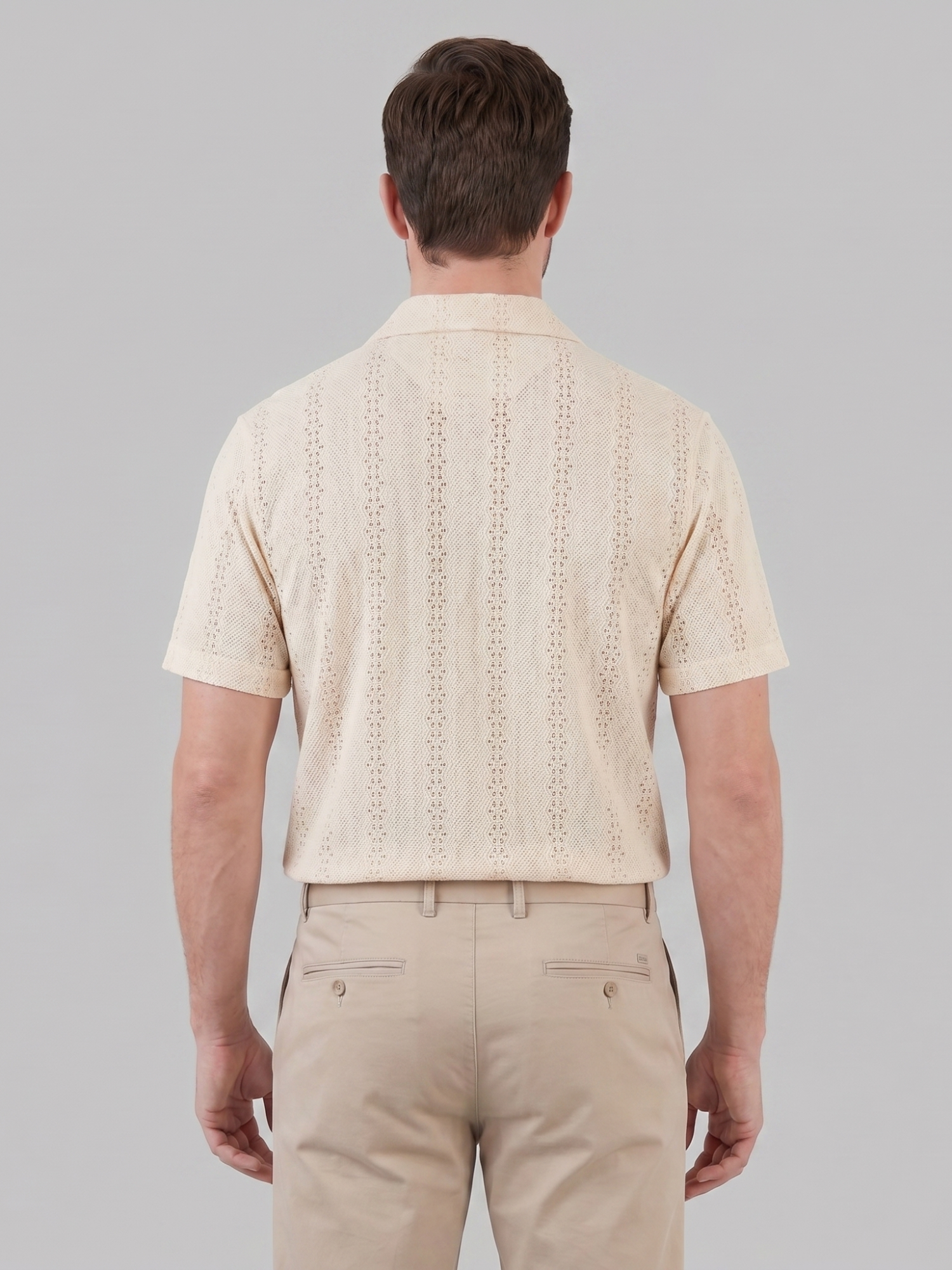 Men’s Short-Sleeve Cuban Collar Shirt with Button Front