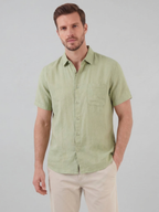 Men’s Short-Sleeve Linen Shirt with Button Closure