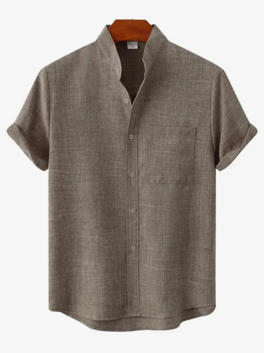 Men’s Short Sleeve Band Collar Shirt