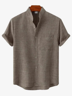 Men’s Short Sleeve Band Collar Shirt