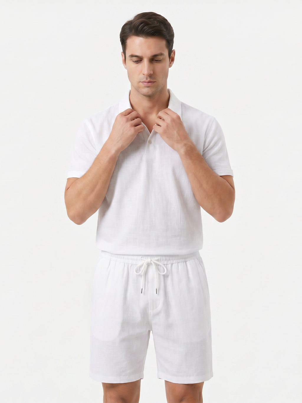 Men’s Short Sleeve Polo Shirt and Shorts Two-Piece Set