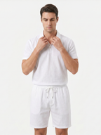 Men’s Short Sleeve Polo Shirt and Shorts Two-Piece Set