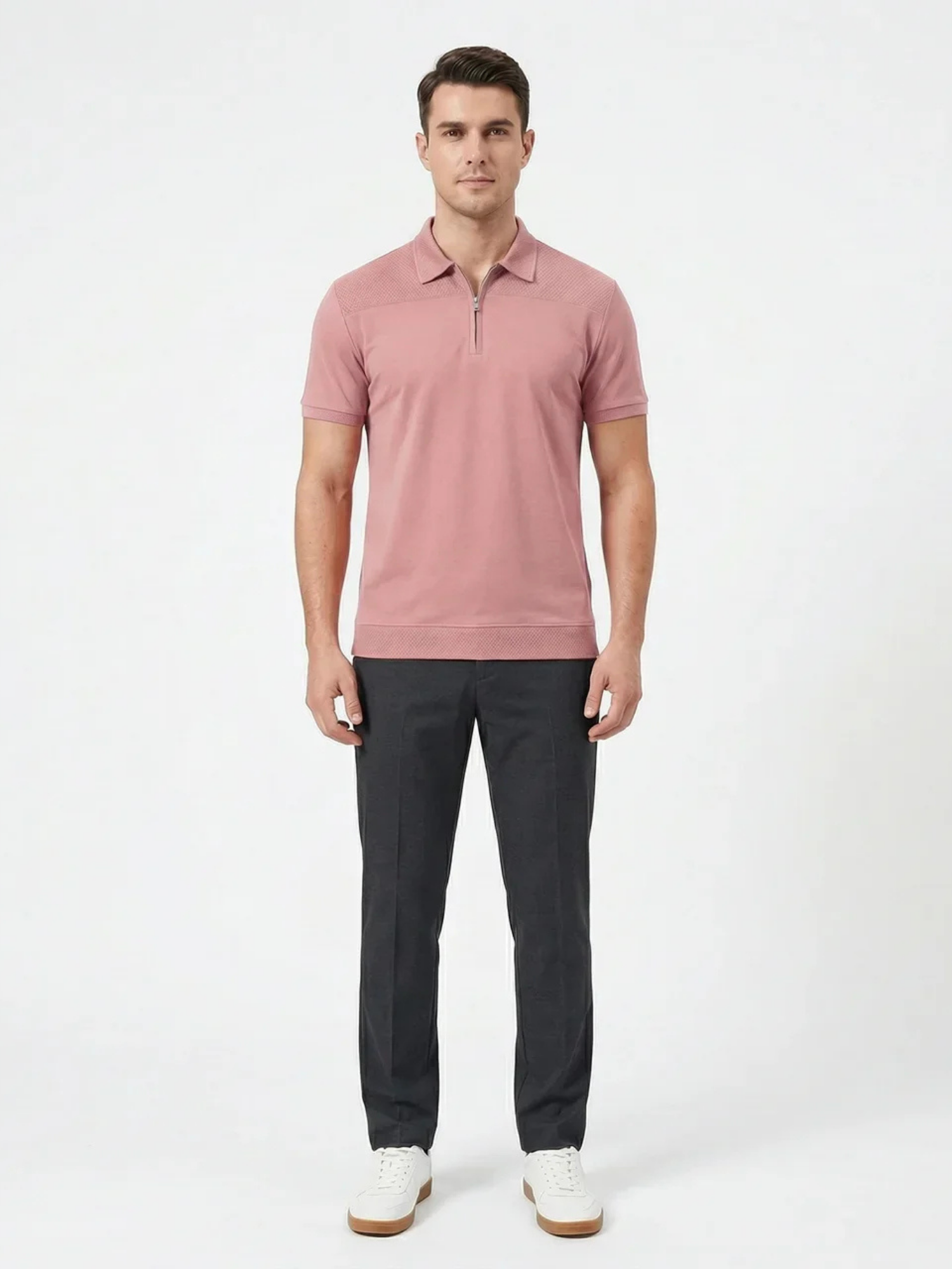 Men’s Short Sleeve Zip Polo Shirt