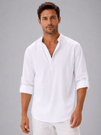 Men’s Stand Collar Summer Shirt – Relaxed Modern Fit