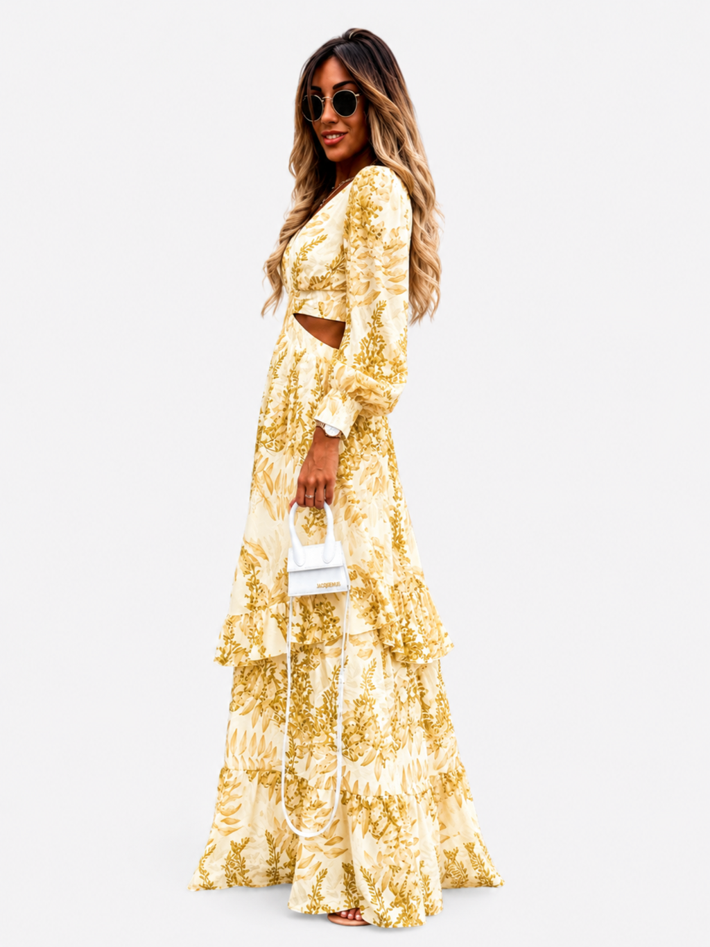 Women's A-Line Maxi Dress with Round Neck