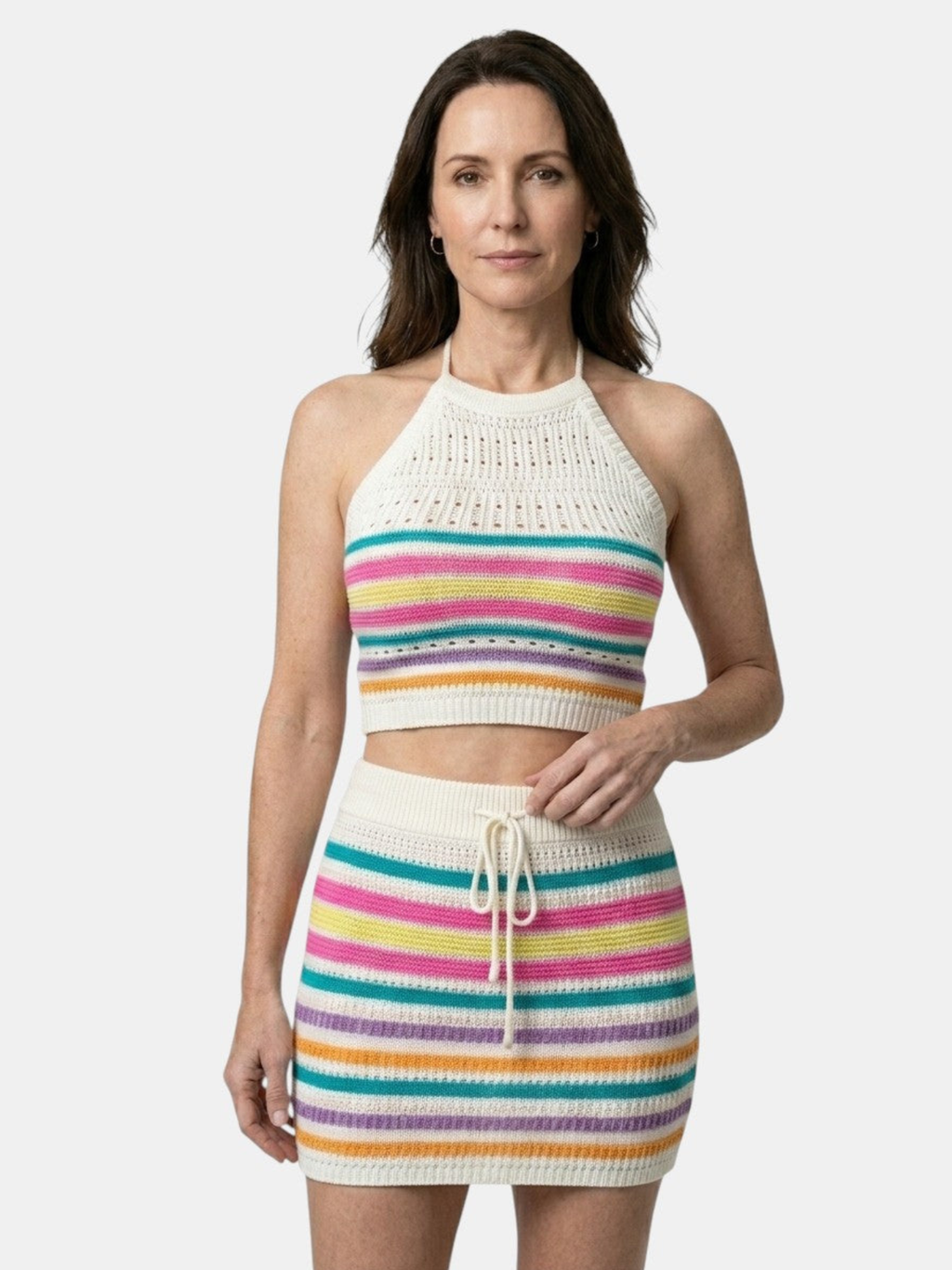 Women’s Crochet Halter Top and Mini Skirt Set