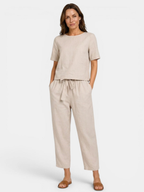 Women’s Crop Top and Tapered Trousers Set with Relaxed Fit