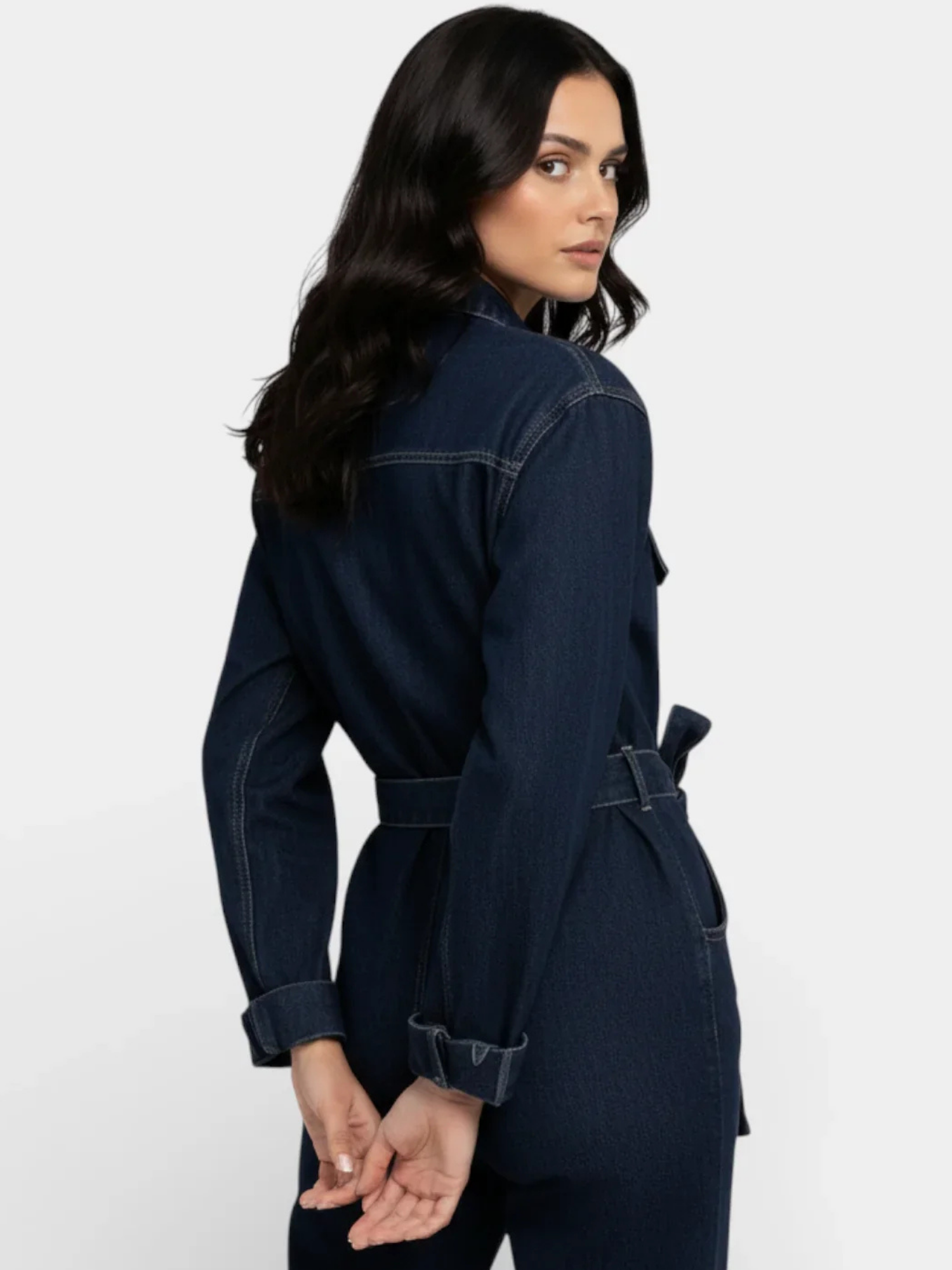 Women’s Denim Jacket & Straight-Leg Jeans Two-Piece Set – Button Front Co-Ord
