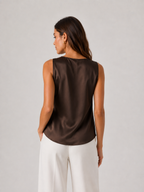 Women’s Halter-Neck Top – Sleeveless, Backless Detail, Draped Front