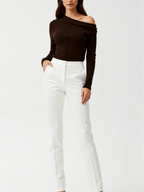 Women’s One-Shoulder Ribbed Long Sleeve Top