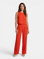 Women’s Sleeveless Scallop Hem Top and Wide-Leg Trousers Set