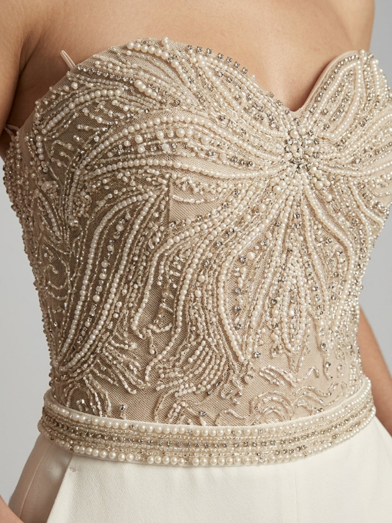 Women’s Strapless Sweetheart Neck Jumpsuit with Sequin Embellished Bodice and Straight-Leg Trousers