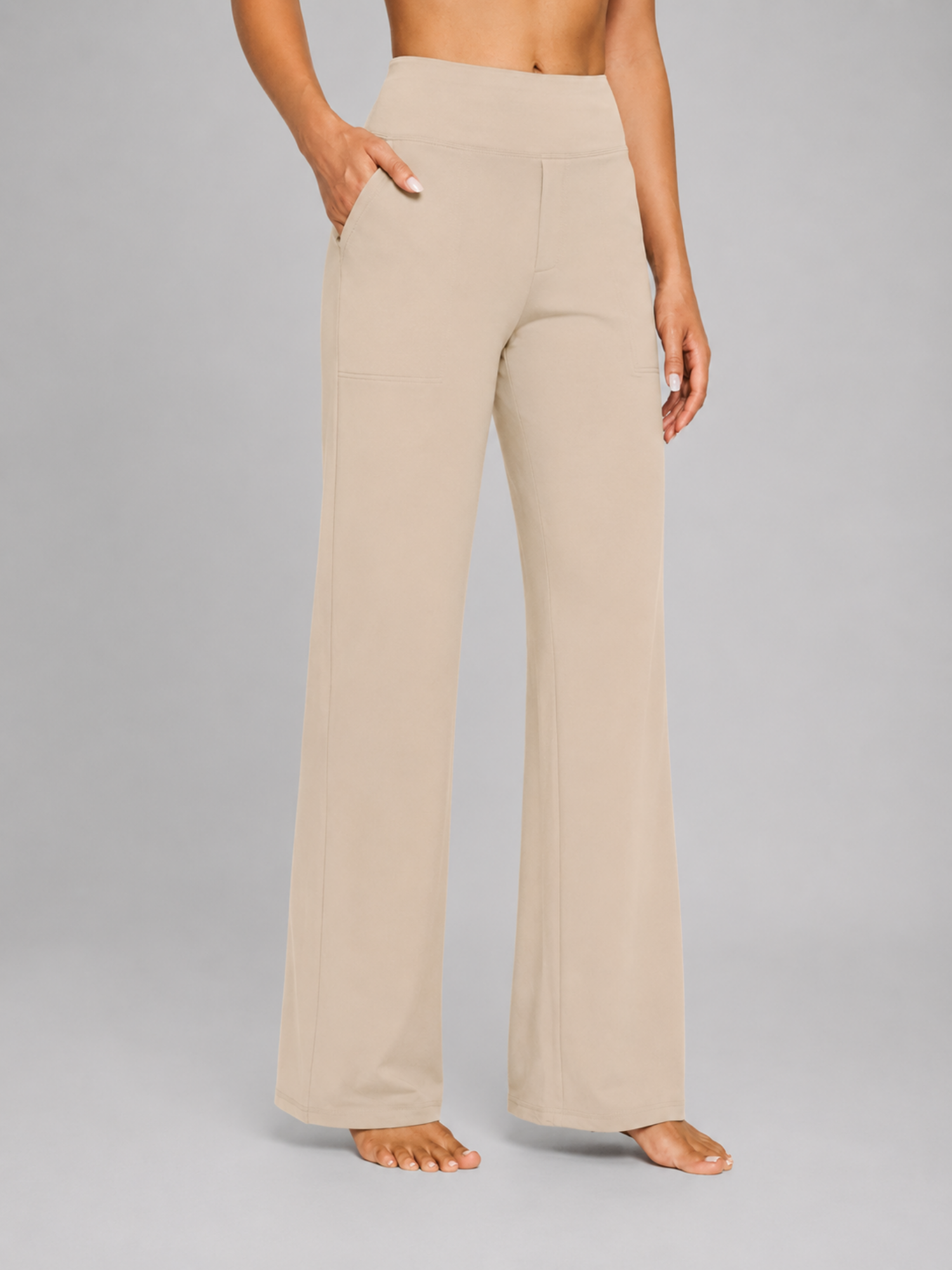 Women’s Stretch Straight-Leg Trousers – High-Waist Fit