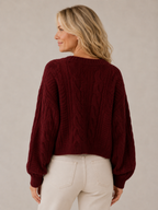 Women’s V-Neck Cardigan – Button-Front Closure, Long Sleeve, Relaxed Fit
