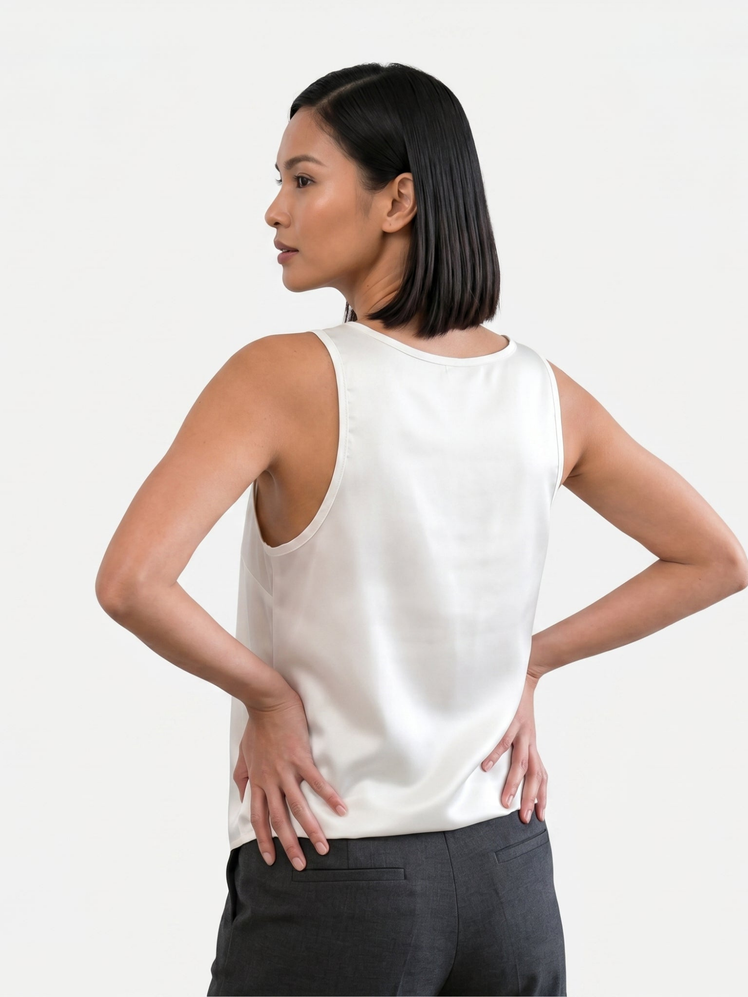 Women's V-Neck Satin-Style Sleeveless Top