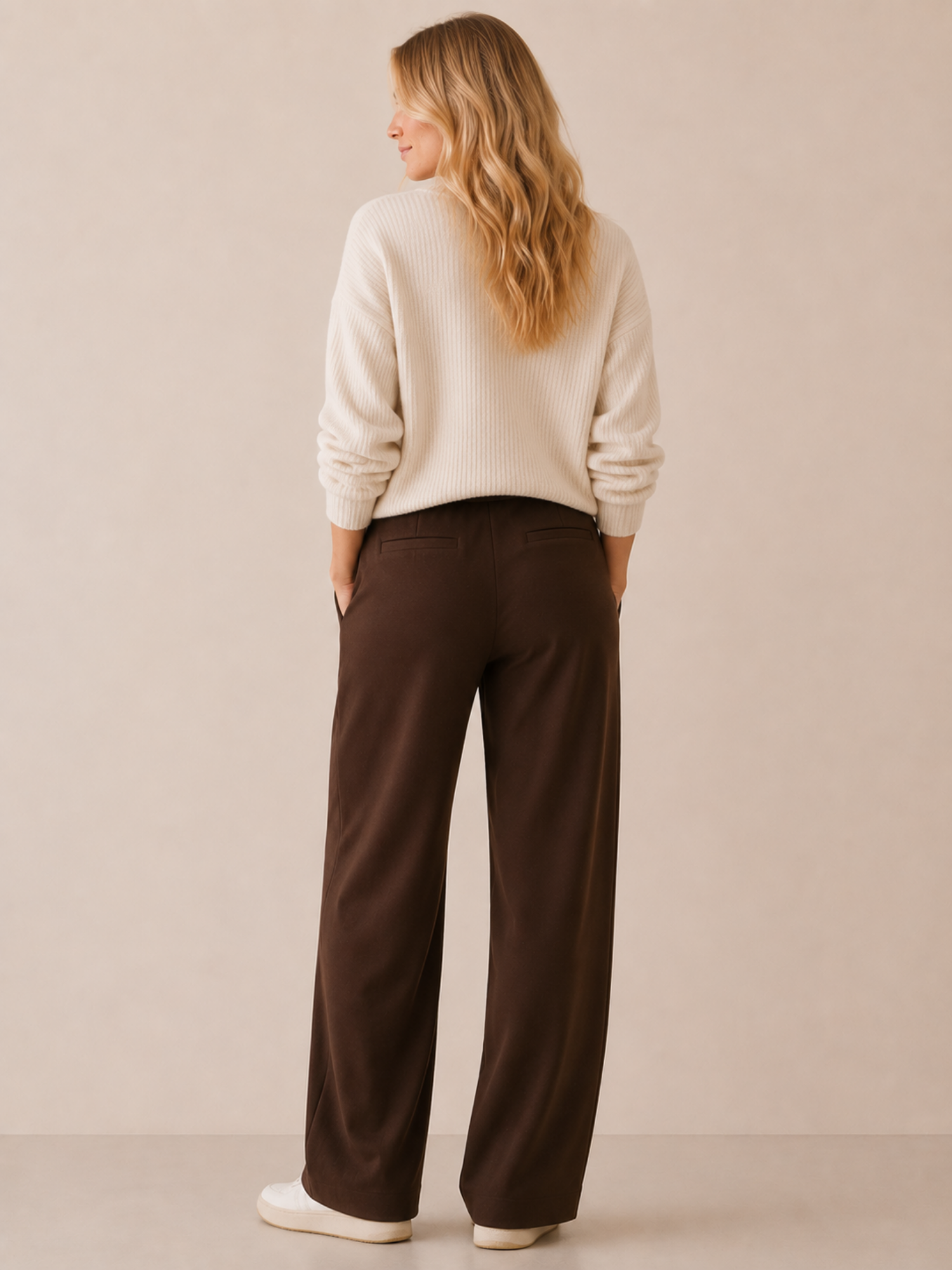 Women’s Wide-Leg Trousers – Full Length, Adjustable Drawstring Waist, Regular Fit
