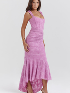 Women's Draped Corset High-Low Gown