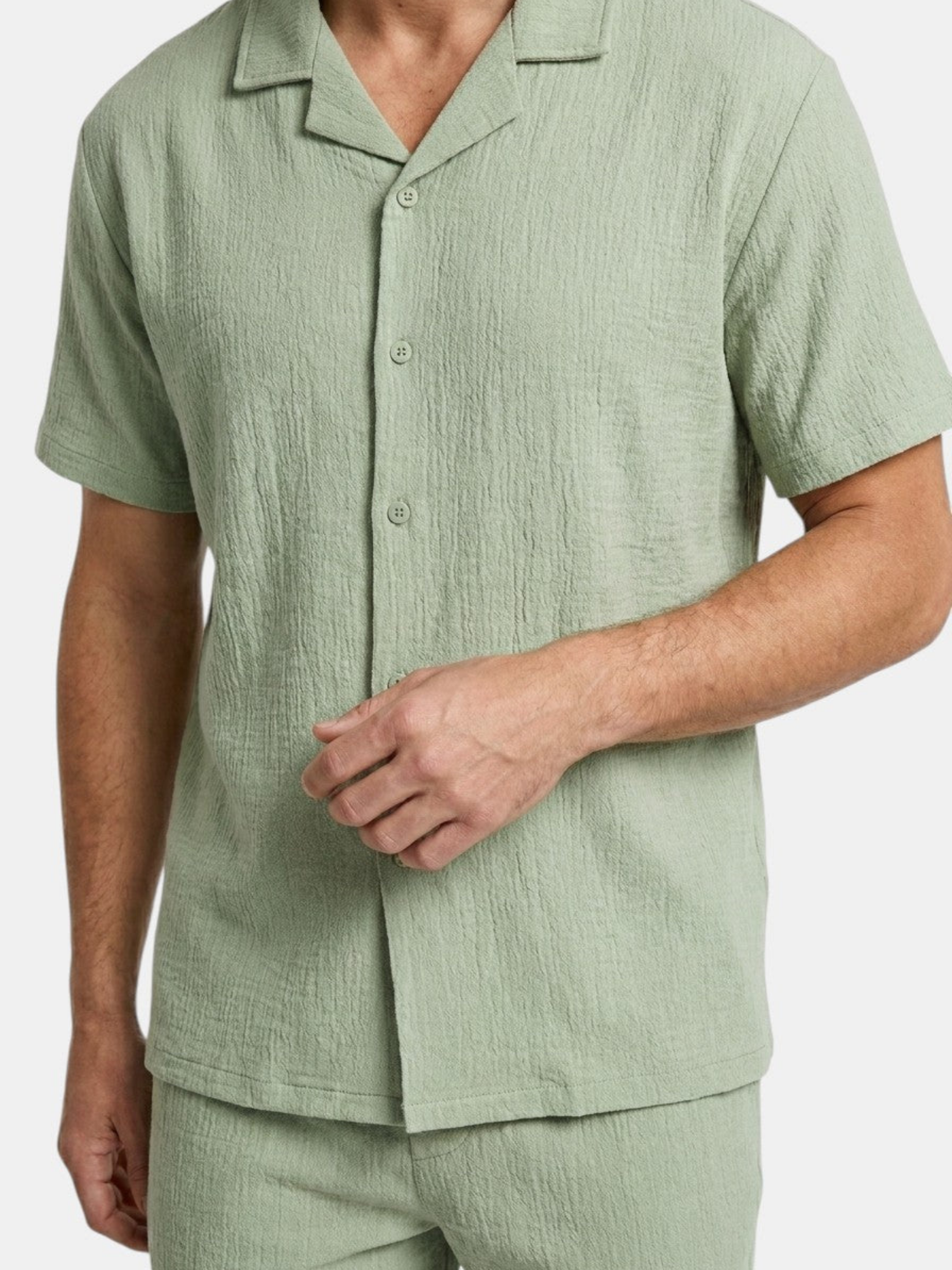 Men’s Camp Collar Shirt and Shorts Two-Piece Set