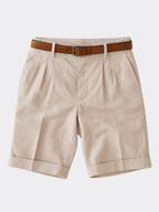 Men’s Double Pleat Chino Shorts – Turn-Up Hem