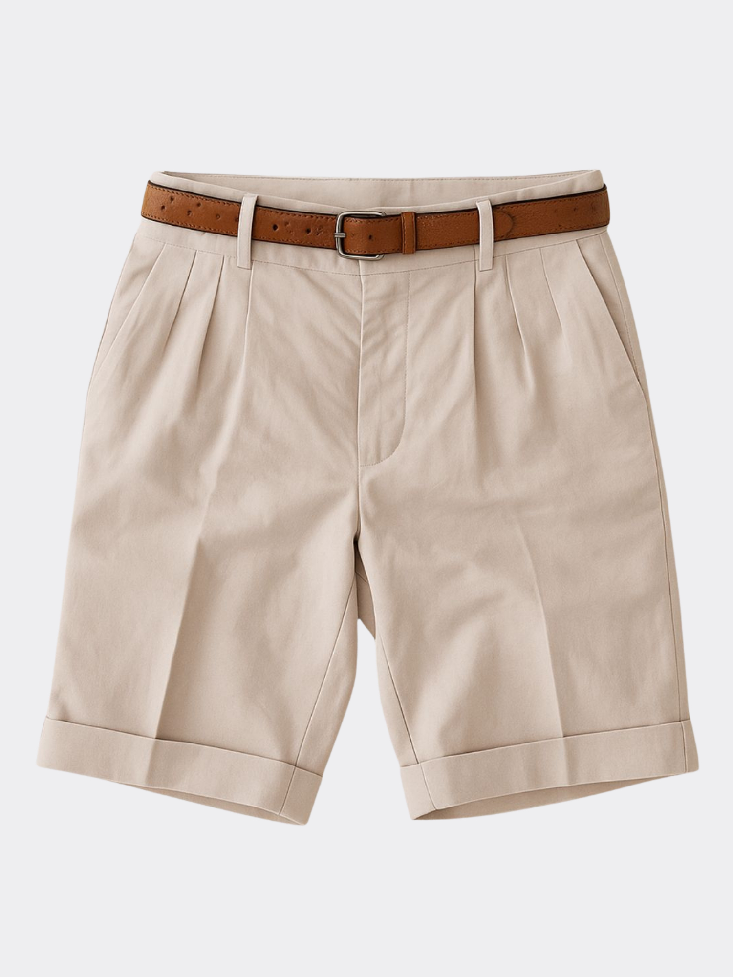 Men’s Double Pleat Chino Shorts – Turn-Up Hem