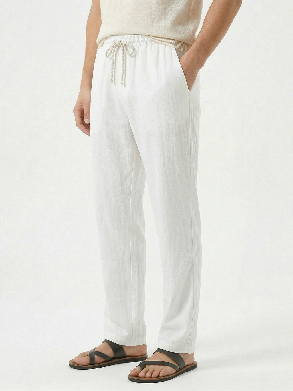 Men’s Casual Straight-Leg Drawstring Trousers