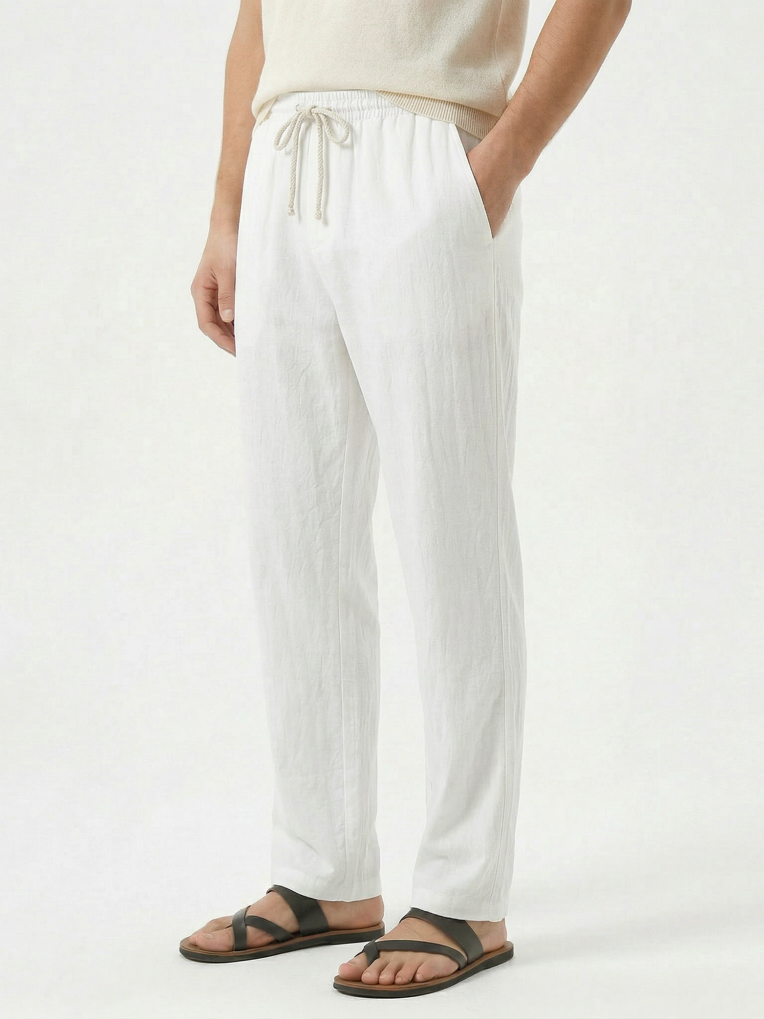 Men’s Casual Straight-Leg Drawstring Trousers