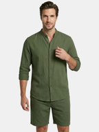 Men’s Long Sleeve Shirt and Shorts Two-Piece Set