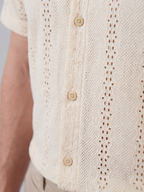 Men’s Short-Sleeve Cuban Collar Shirt with Button Front