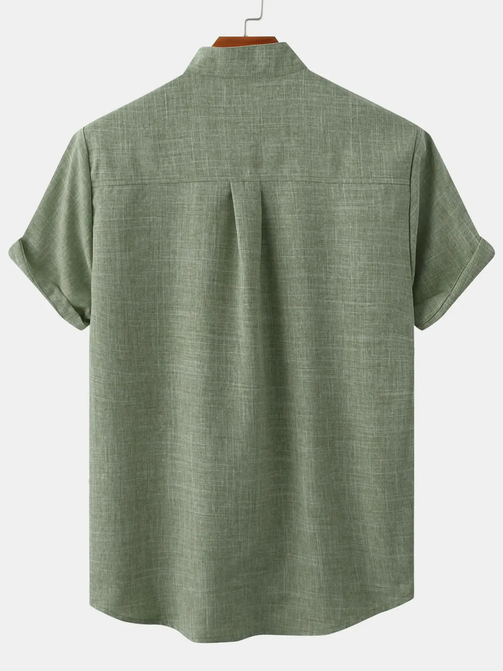 Men’s Short Sleeve Band Collar Shirt