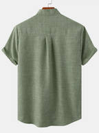 Men’s Short Sleeve Band Collar Shirt