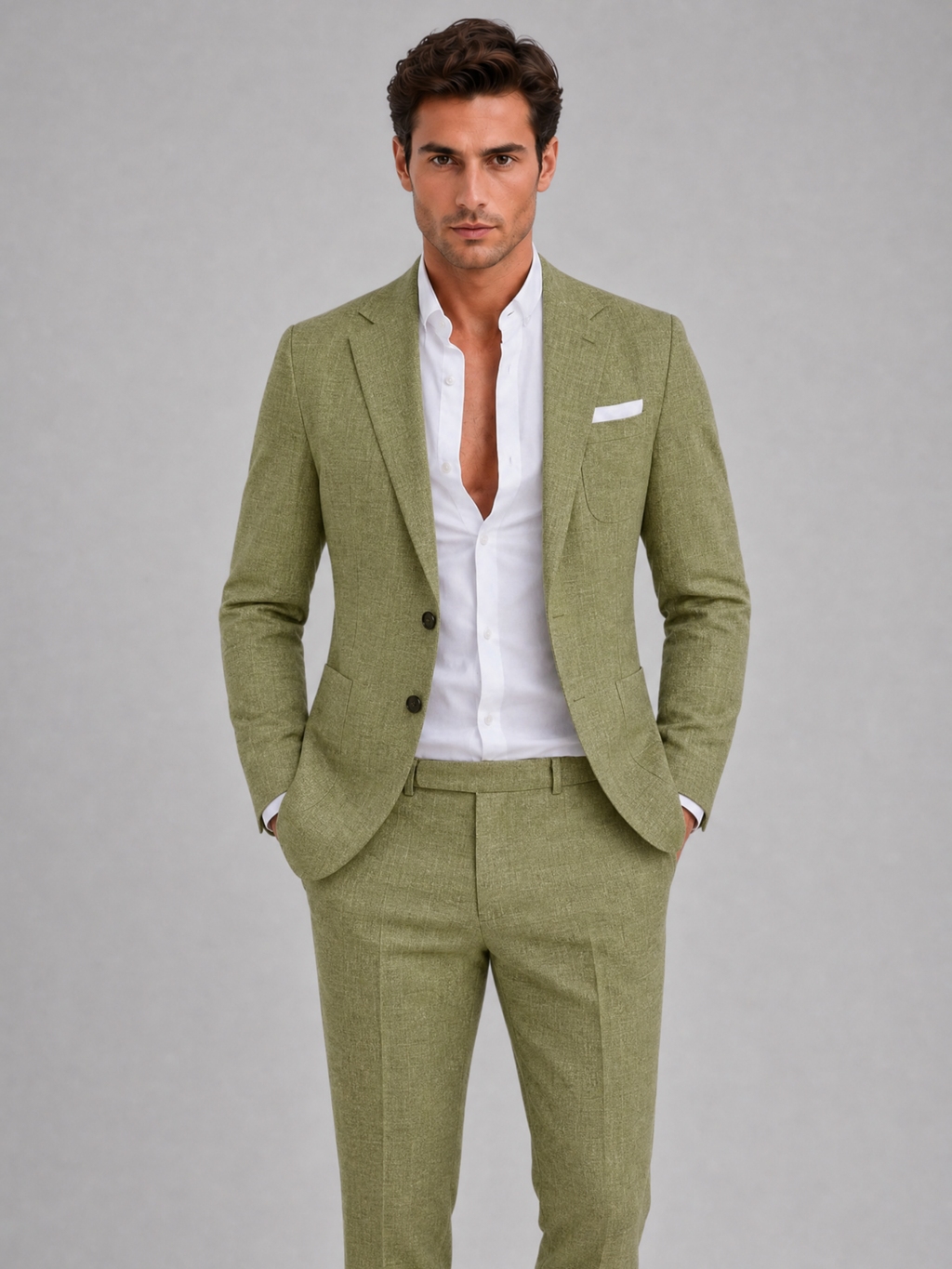 Men’s Slim Fit Two-Piece Suit – Modern Formal Summer Style
