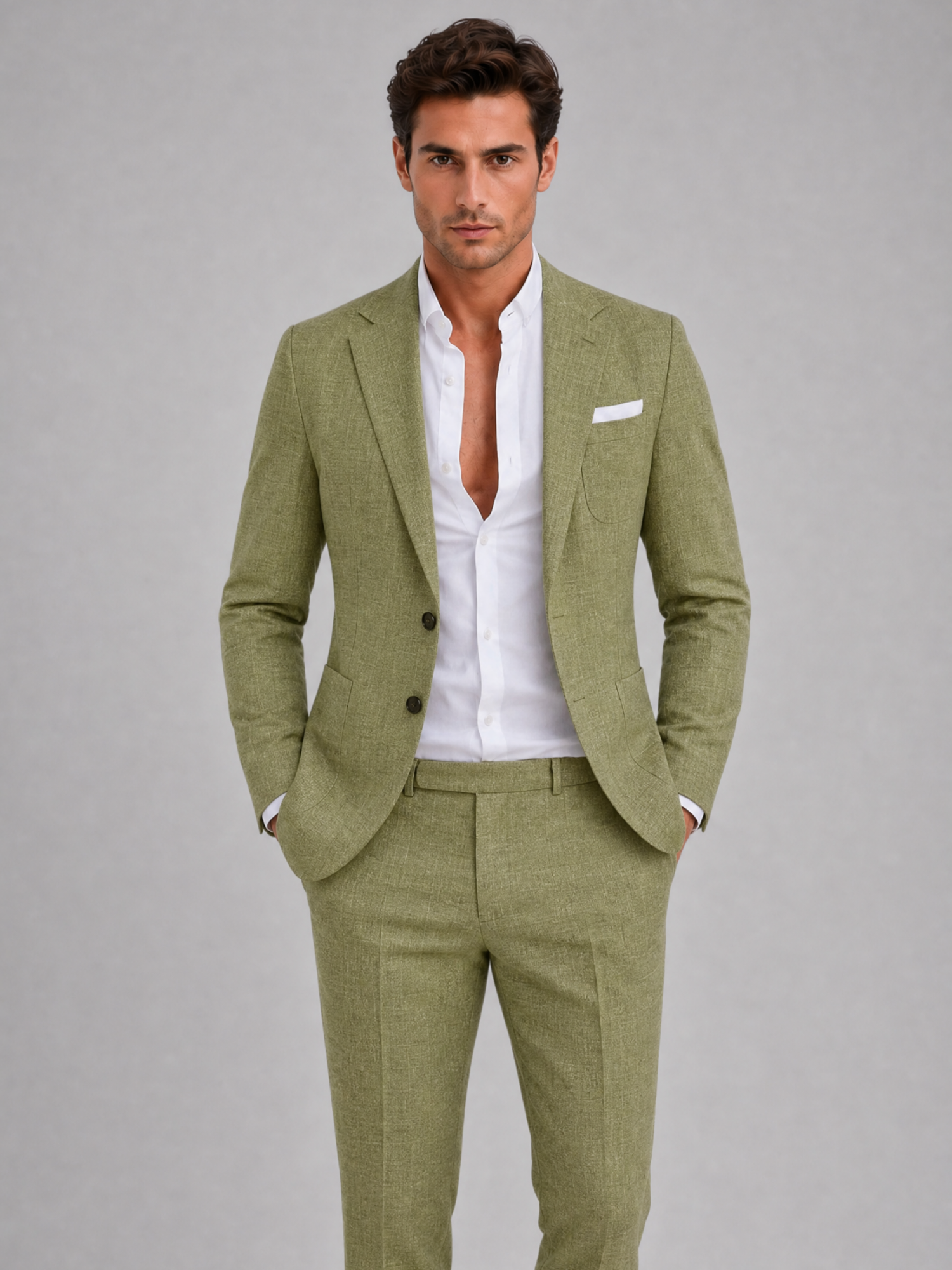 Men’s Slim Fit Two-Piece Suit – Modern Formal Summer Style