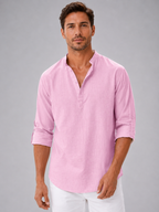 Men’s Stand Collar Summer Shirt – Relaxed Modern Fit