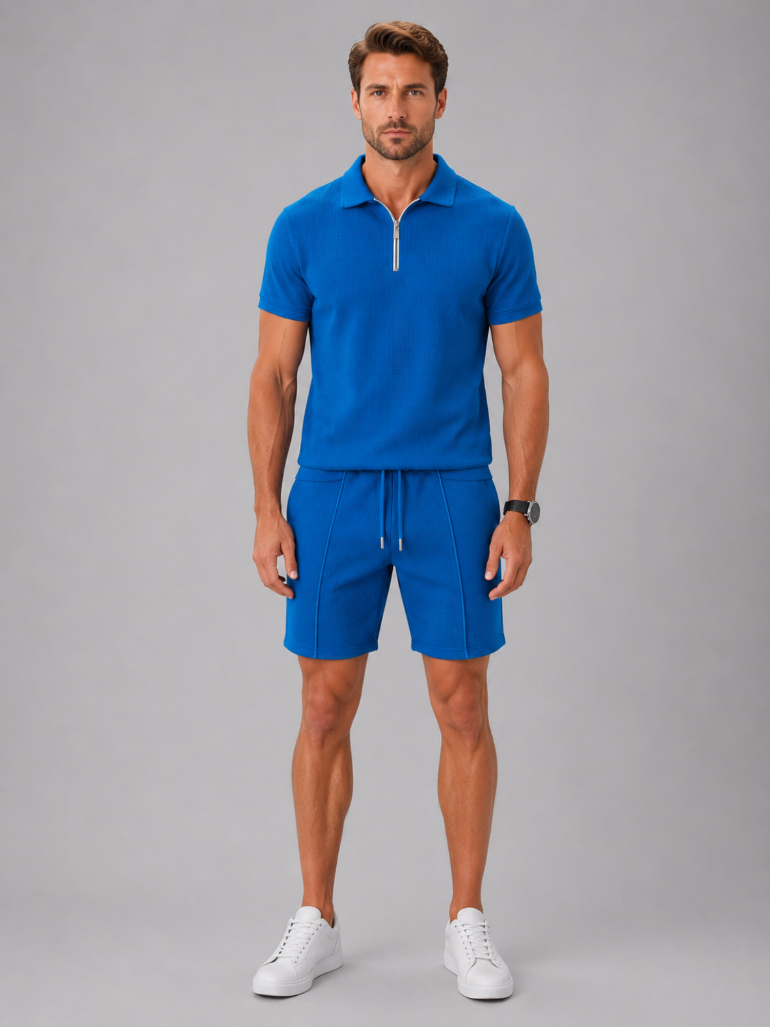 Men’s Summer Co-Ord Set – Zip Polo & Shorts