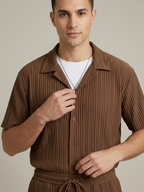 Men’s Textured Short Sleeve Shirt & Tailored Drawstring Trouser Set