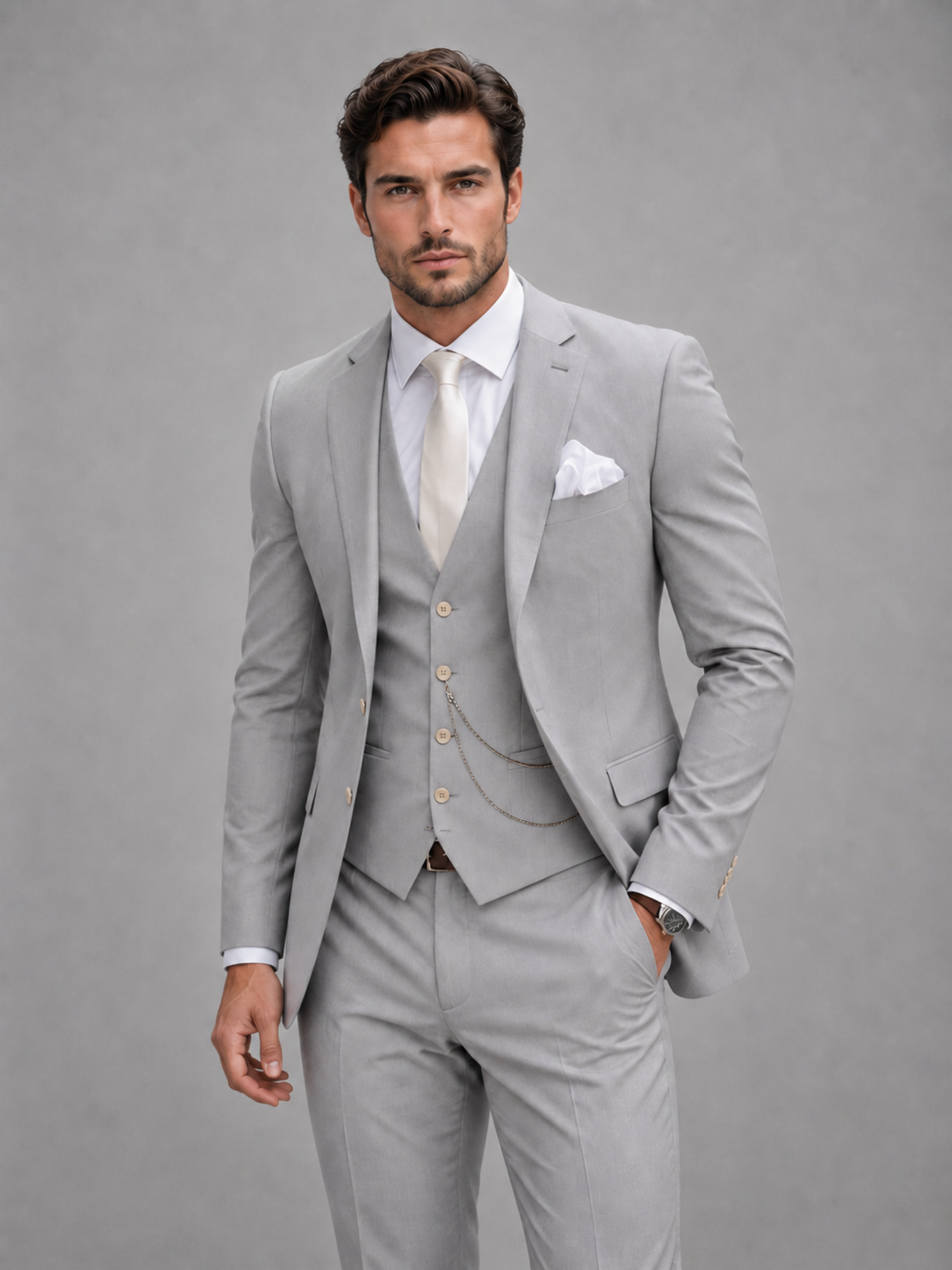 Men’s Three-Piece Suit Set – Tailored Blazer, Waistcoat & Trousers