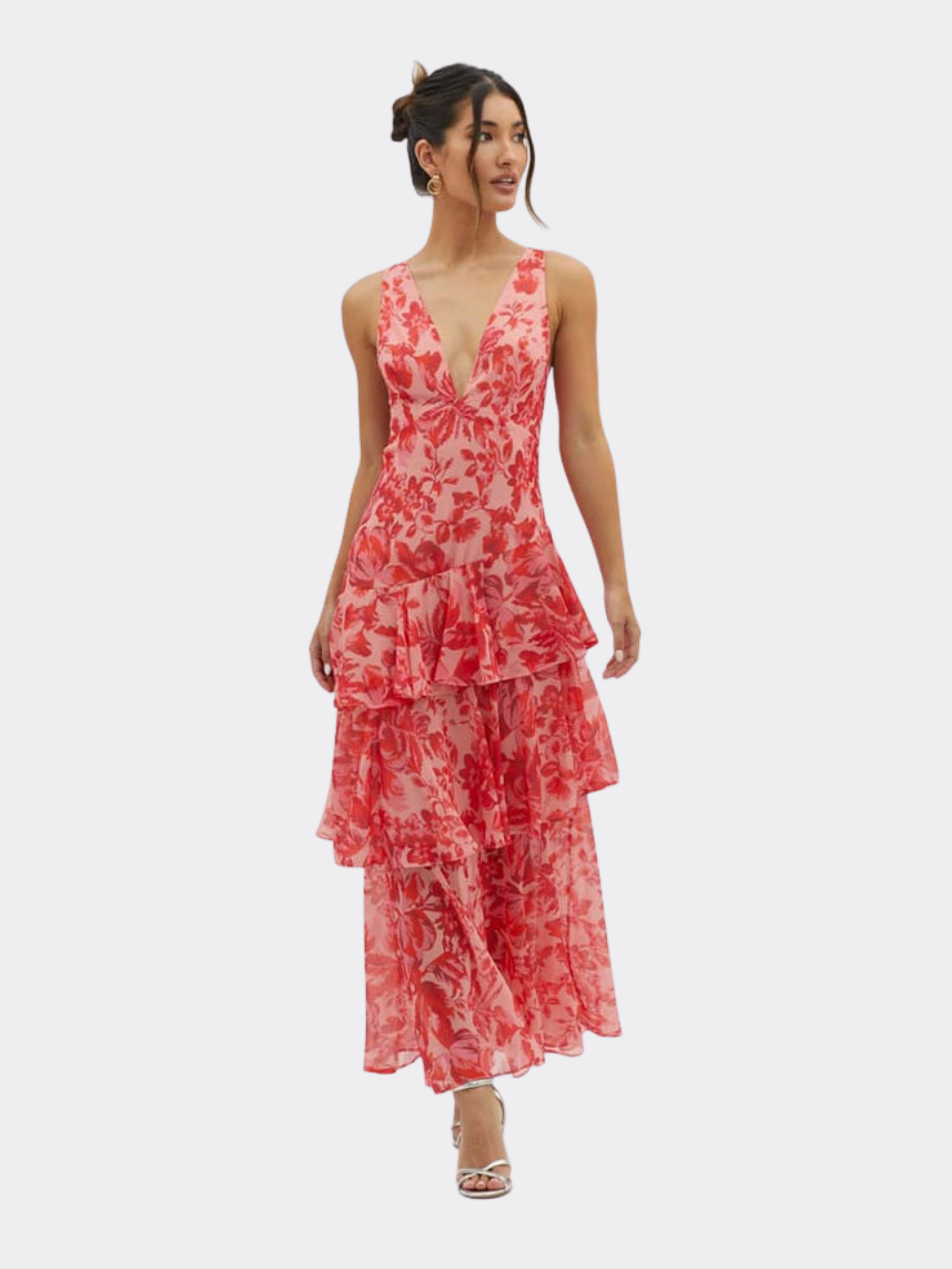 Women's Strappy Back Ruffle Midi Dress
