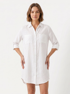 Women's Button-Front Long Sleeve Shirt Dress