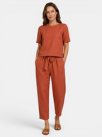 Women’s Crop Top and Tapered Trousers Set with Relaxed Fit