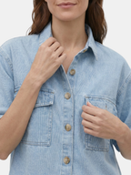 Women’s Denim Shirt and Drawstring Shorts Set
