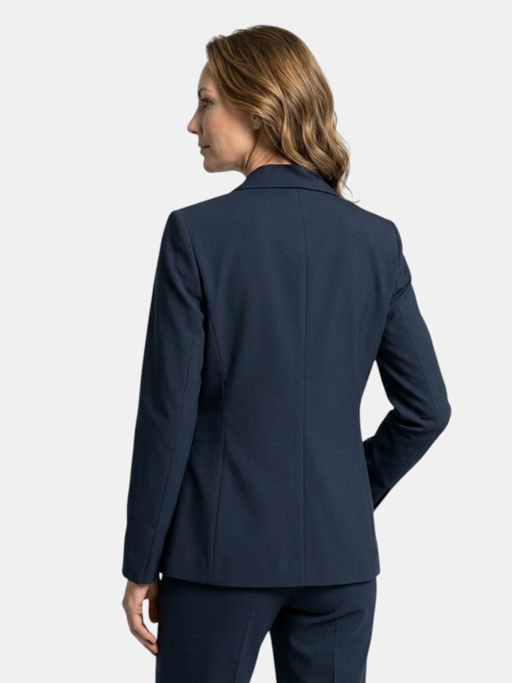 Women’s Navy Blue Blazer and Straight-Leg Trousers Suit