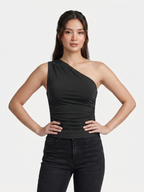 Women's One-Shoulder Ruched Sleeveless Top