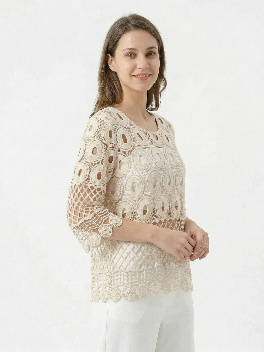 Women's Open Knit Crochet Top