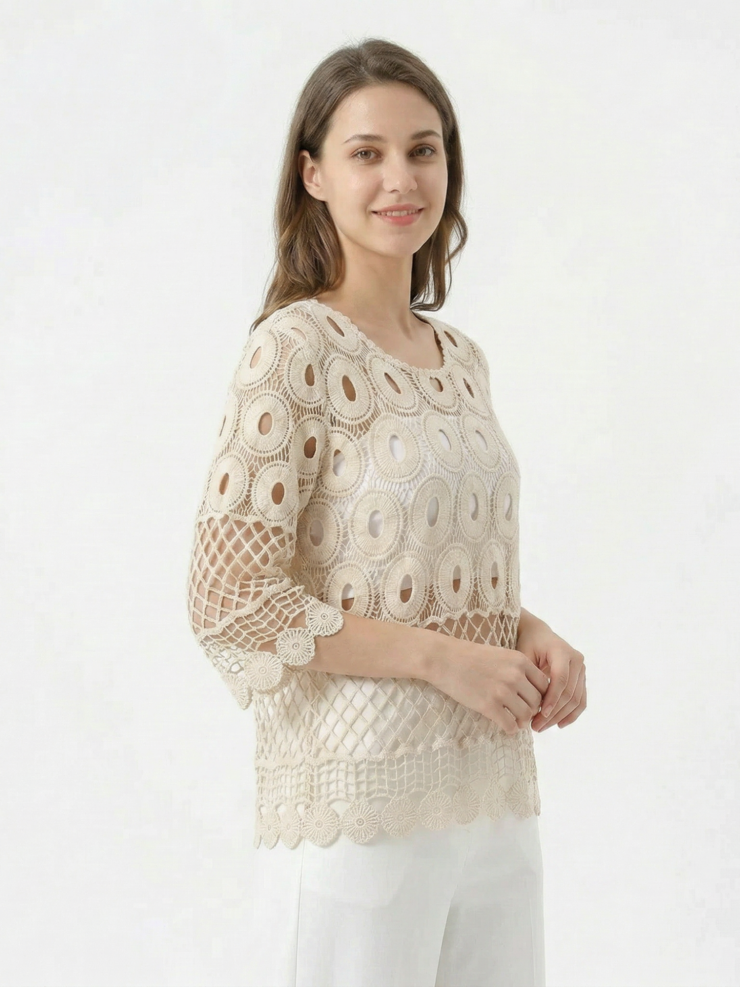 Women's Open Knit Crochet Top