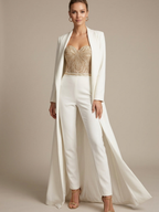 Women’s Strapless Sweetheart Neck Jumpsuit with Sequin Embellished Bodice and Straight-Leg Trousers