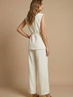 Women’s Structured Sleeveless Two-Piece Set – Wide-Leg Trousers Co-Ord