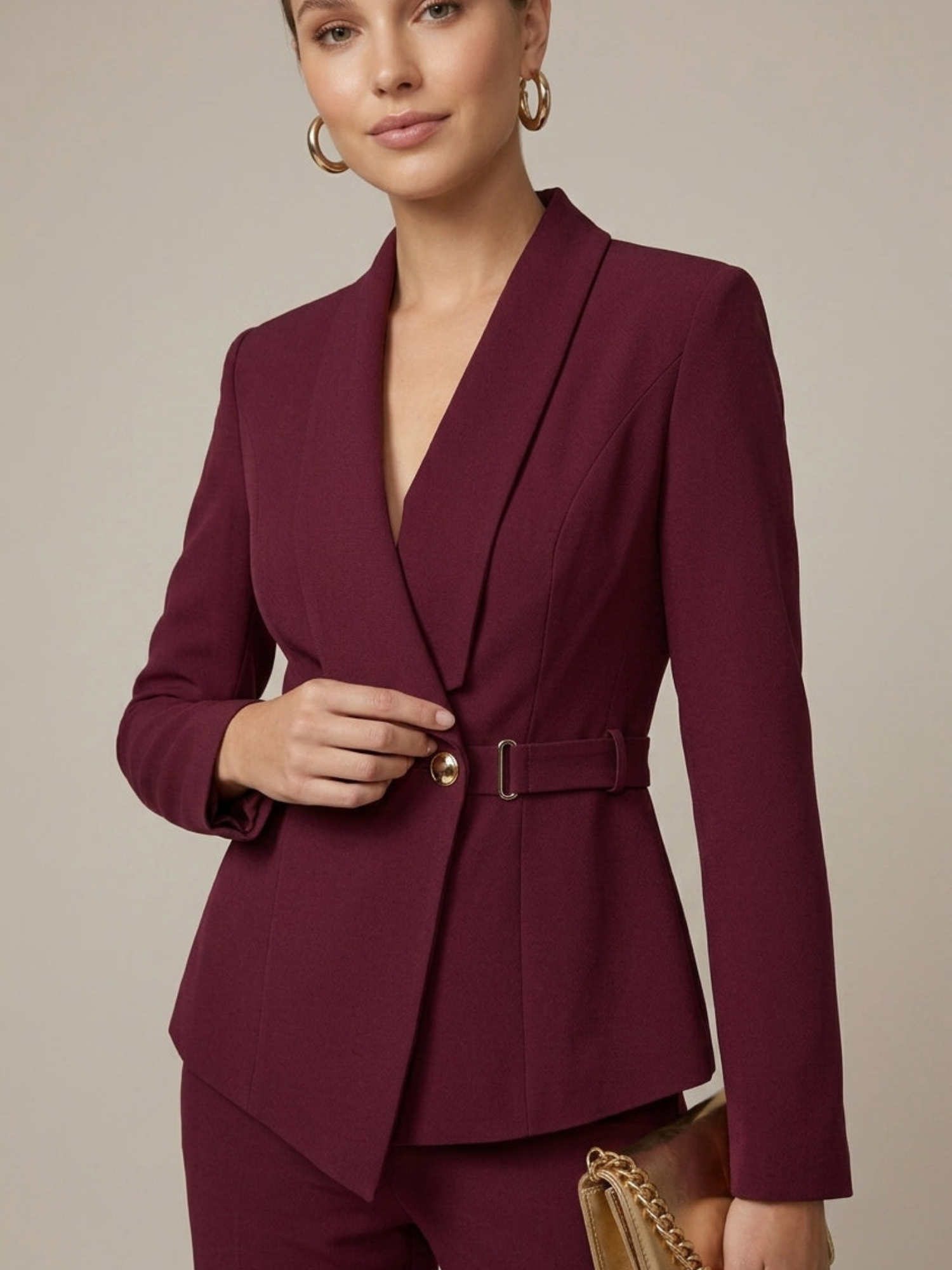 Women’s V-Neck Long Sleeve Top & Wide-Leg Trouser Two-Piece Set