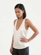 Women's V-Neck Satin-Style Sleeveless Top