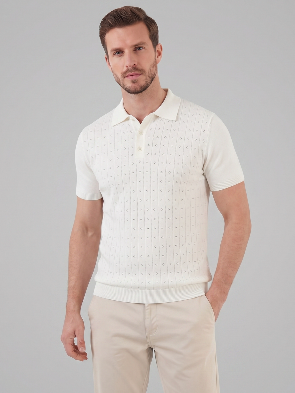 Men’s Short-Sleeve Polo Shirt with Lapel Collar