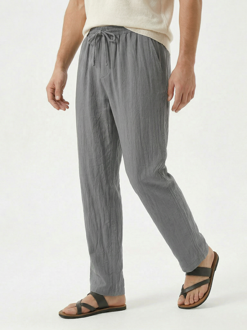 Men’s Casual Straight-Leg Drawstring Trousers